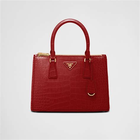 red alligator prada purse|Fiery Red Medium Prada Galleria Crocodile Leather Bag .